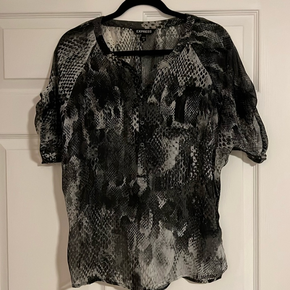 Express Snake Print Sheer Top